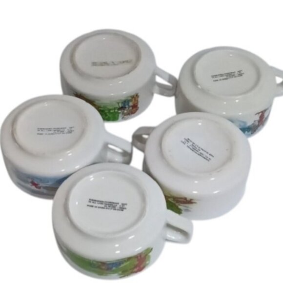 Vintage 80's Nostalgic Kitchen Campbell Soup Kids Soup Bowls w/ Handles Set of 5 - Picture 4 of 8